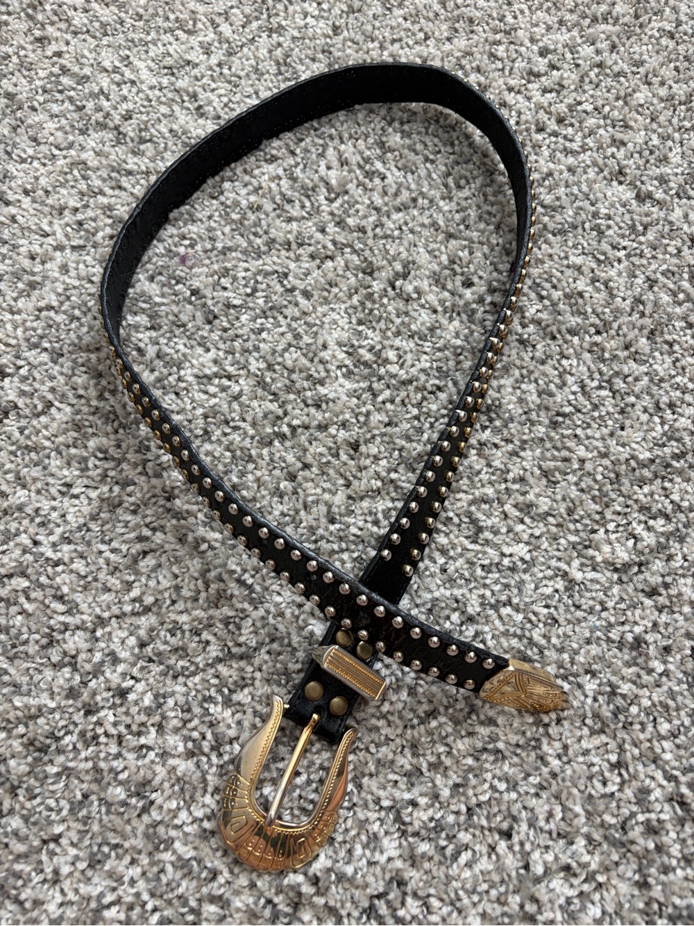 Vintage 90s Donna Katz Two-Tone Western Studded Leather Belt